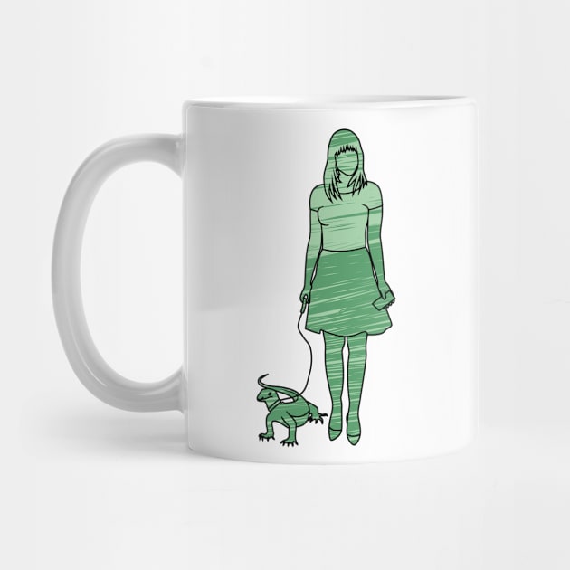 Silhouette Of Pet Loving Woman With Lizard by bloomroge